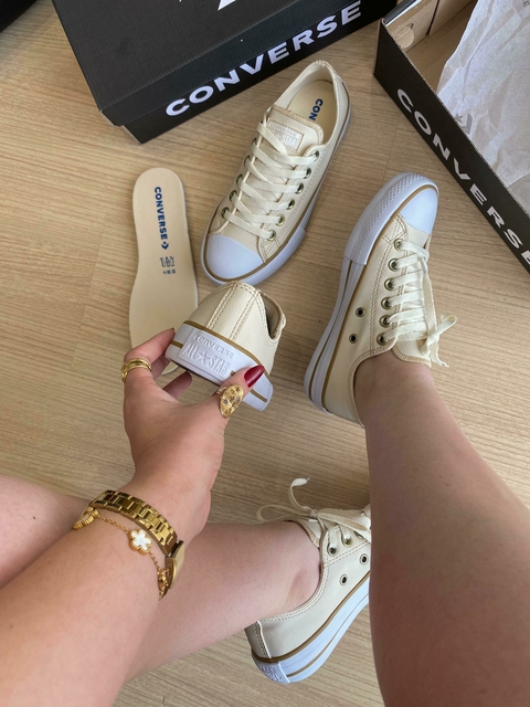 Tênis Converse Bege Areia Courino All Star - comprar online