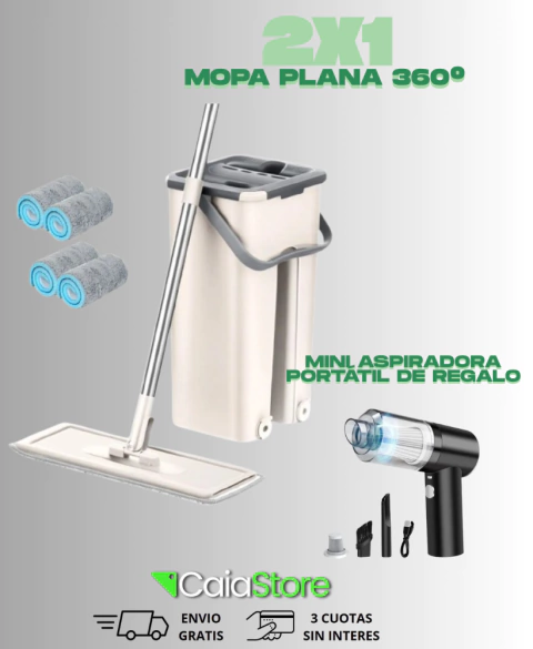 2x1 | MOPA PLANA 360° + MINI ASPIRADORA PORTÁTIL DE REGALO - comprar online