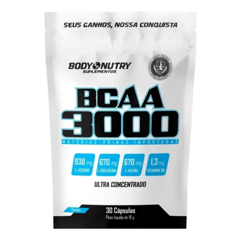 BCAA 3000 Refil - 30 Cápsulas - Body Nutry | Praticidade e Resultados