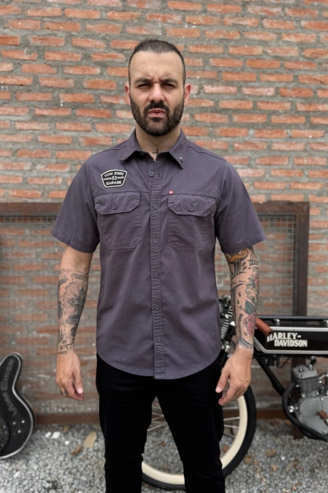 Camisa sarja Garage - Chumbo (Pré-venda) - comprar online