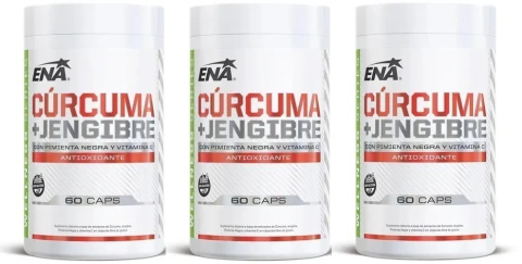Cúrcuma + Jengibre Antioxidante X 60 Caps Ena Sport x3 Unidades