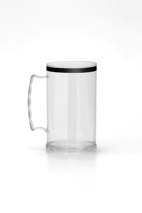 Caneca de Chopp 300ml com Borda Metalizada Preta - comprar online