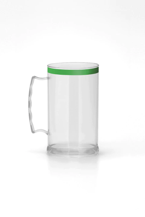 Caneca de Chopp 300ml com Borda Metalizada Verde - comprar online