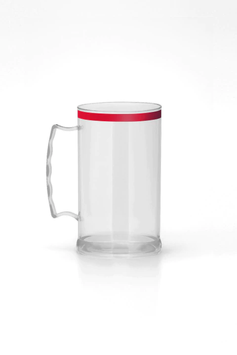 Caneca de Chopp 300ml com Borda Metalizada Vermelha - comprar online