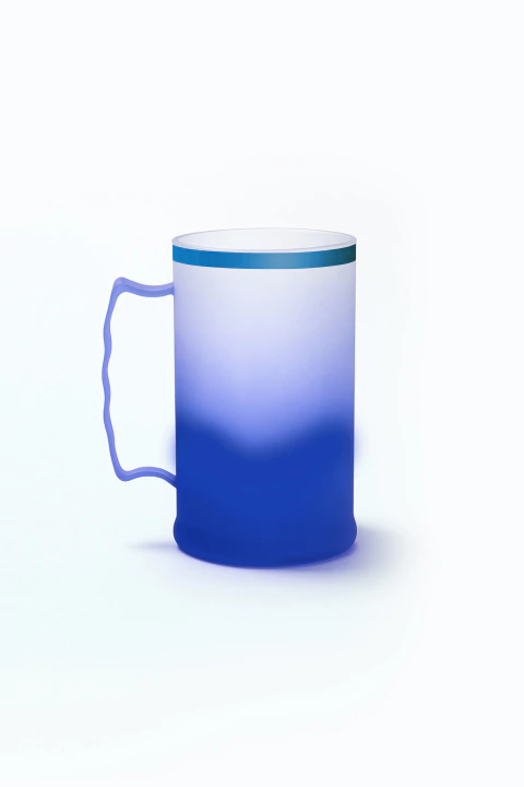 Caneca de Chopp 300ml Degradê com Borda Metalizada Azul - comprar online