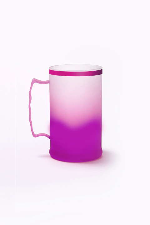 Caneca de Chopp 300ml Degradê com Borda Metalizada Rosa - comprar online