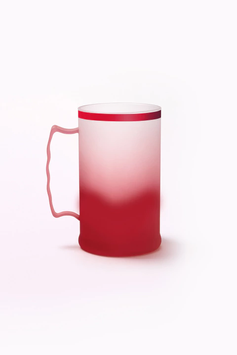 Caneca de Chopp 300ml Degradê com Borda Metalizada Vermelha - comprar online