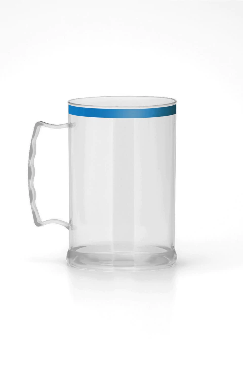 Caneca de Chopp 500ml com Borda Metalizada Azul - comprar online