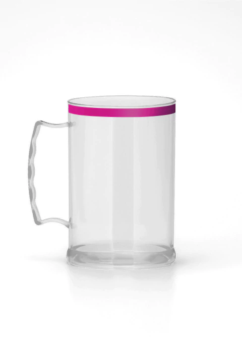 Caneca de Chopp 500ml com Borda Metalizada Rosa - comprar online