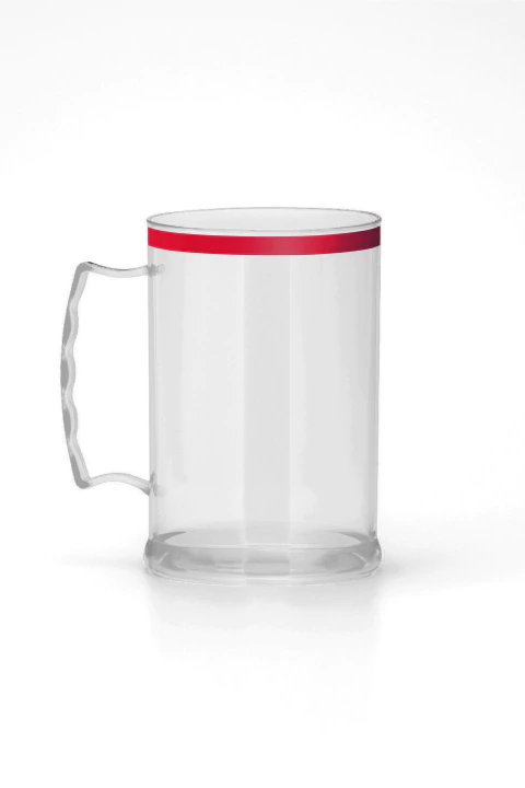 Caneca de Chopp 500ml com Borda Metalizada Vermelha - comprar online