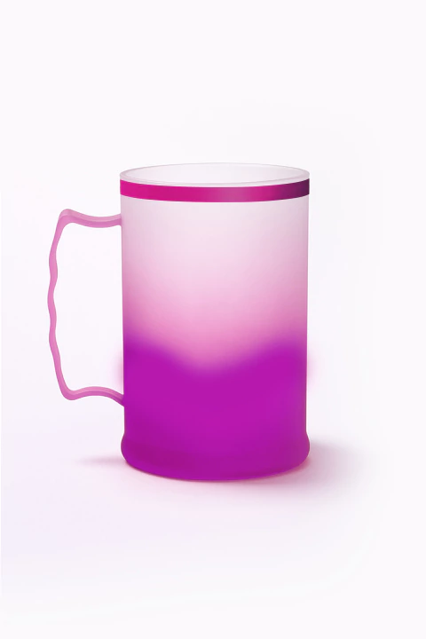 Caneca de Chopp 500ml Degradê com Borda Metalizada Rosa - comprar online