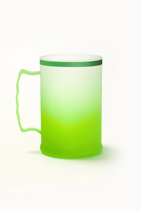 Caneca de Chopp 500ml Degradê com Borda Metalizada Verde - comprar online