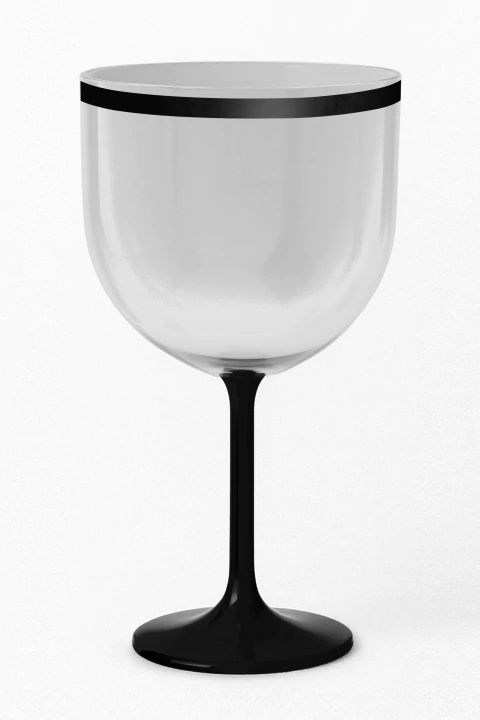 Taça de Gin 580ml com Base Colorida e Borda Metalizada Preta - comprar online