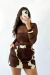 Shorts Saia Alfaiataria em Cow Print Berta na internet