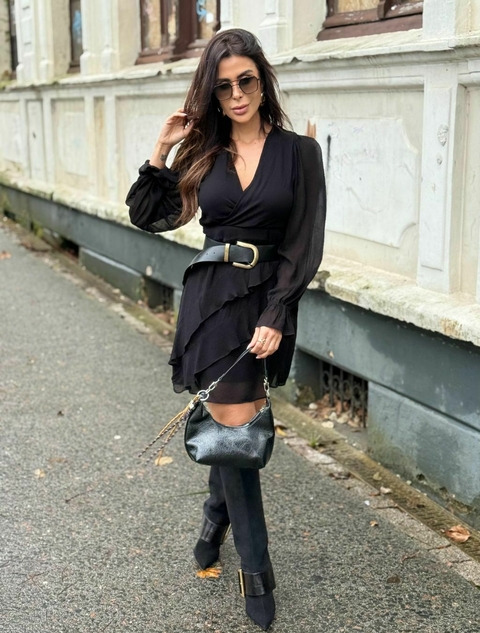 VESTIDO MANGA BABADOS - comprar online