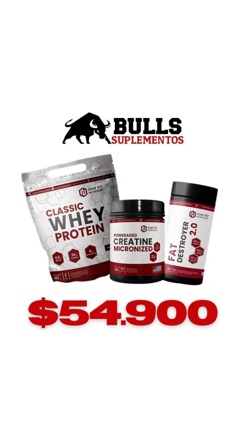 COMBO DEFINICION Y MASA MUSCULAR Proteina 2lb+ Creatina 100% 200g + Quemador de grasa One Fit
