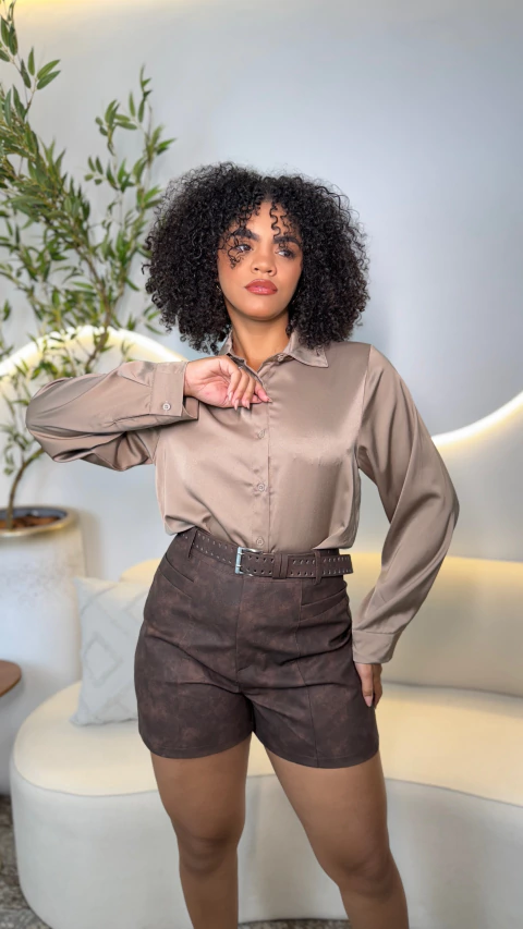 Blusa Bruna manga longa cetim - comprar online