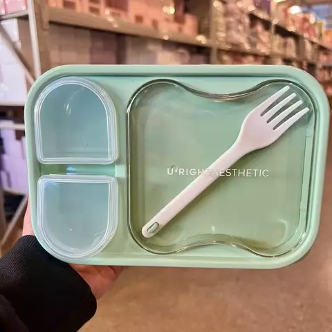Lunchera de Plástico con Divisiones y Tenedor Aesthetic 800ml - comprar online