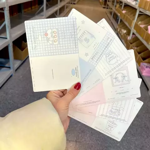 Set x6 tarjetas ilustradas pastel kawaii