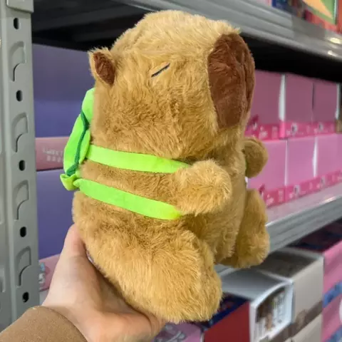 Peluche Capibara (Carpincho) con Tortuga en la Espalda 20cm