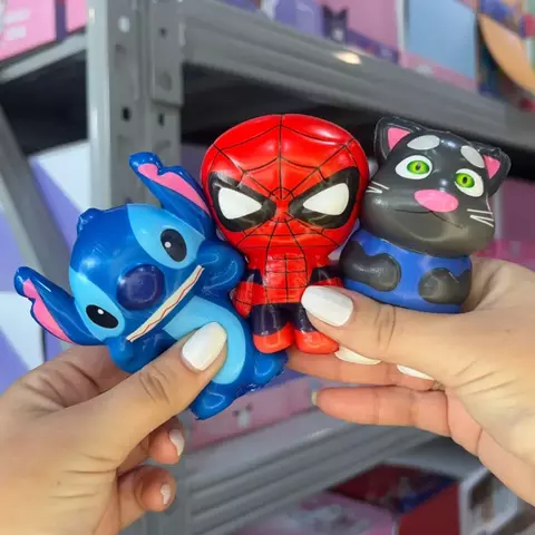 Squishies Stitch, Spiderman y Gatito antiestrés