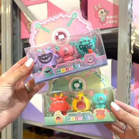 Set de mini monstruos kawaii coleccionables x3