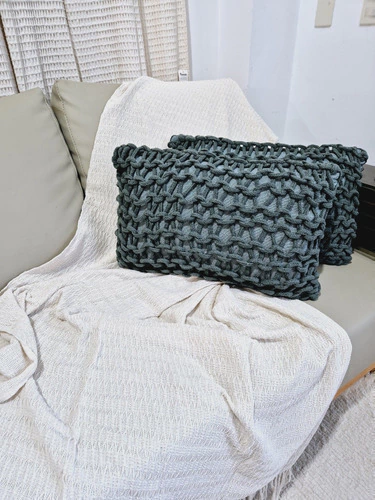 Kit Xale Decorativo Sofá 2 Almofadas De Corda Baguete Luxo