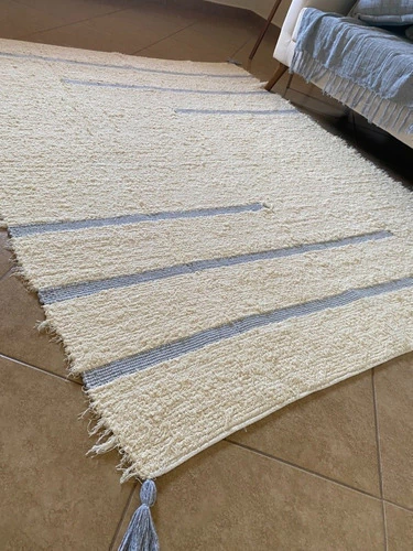 Tapete De Sala 200x250 Algodão Felpudo Pom Pom Trabalhado