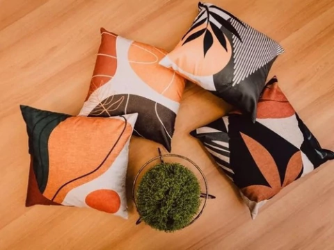 4 Capas De Almofadas 40 Cm X 40 Cm Retrô Tecido Geométrico