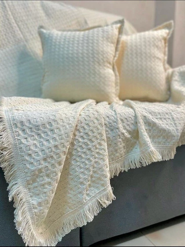 Manta 150x220 Decorativa Sofa Algodão Poltrona Trabalhada