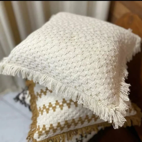 2 CAPAS CROCHE CRUA COM ZIPER 40X40 ARTESANAL 100% ALGODÃO