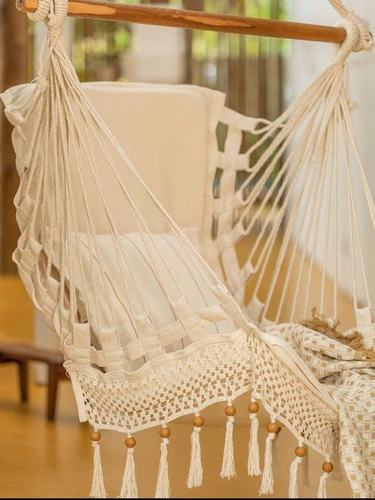 Rede Luxo De Cadeira Almofadada De Varandas Chochê 120x55