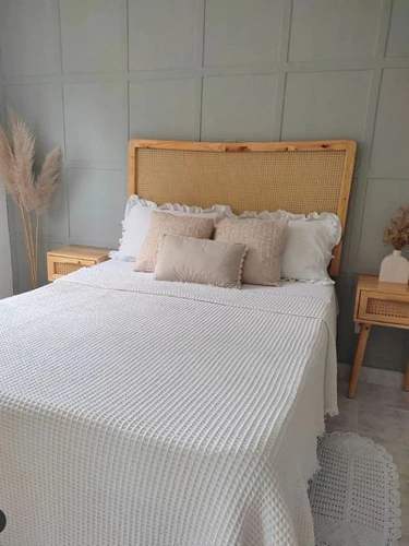 Manta 260x280 Algodão Trabalhada + 2 Almofadas 40x40 Linda