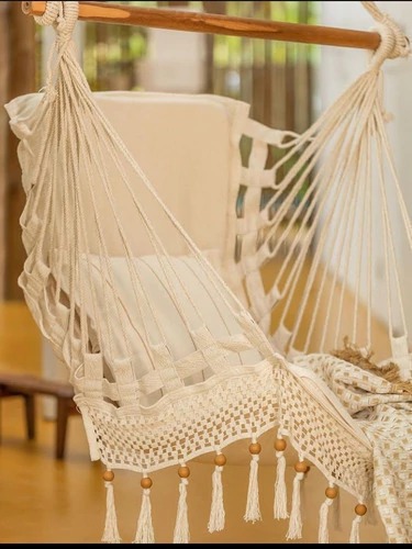 Rede Suspensa Cadeira Luxo Com Varandas Em Chochê Detalhes