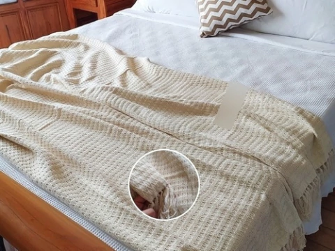 Xale Decorativo Sofá Trabalhado 130 X 170 Algodão Favos Mel