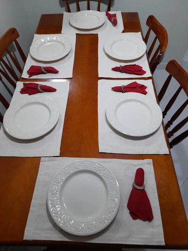 Jogo Americano 7 Peças Algodão Mesa Posta Com Guardanapos