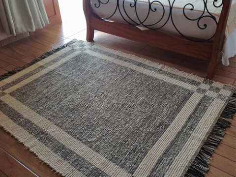 Tapete De Sala 140x200 Dupla Face 100% Algodão Feito Em Tear