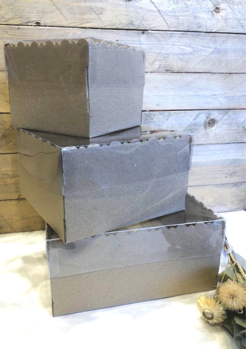 CAJA 28X28X12CM-TAPA PVC- MICROCORRUGADO MARRON- DISEÑO PRAGA IV- 5007 - x10 UNIDADES - comprar online