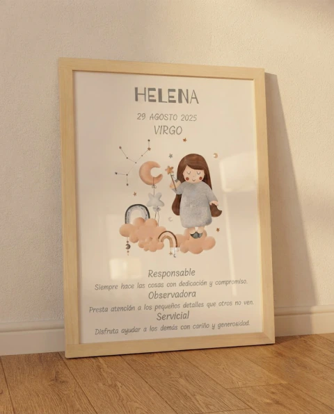 Cuadro Personalizado "Signo del Zodíaco" 30X40 (Medida Interna) -VIRGO-