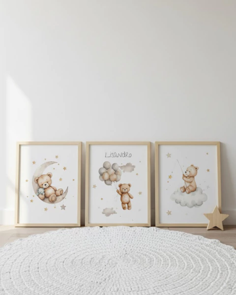 Set Personalizado x 3 Cuadros de 20x30 cm (medida interna) Ositos tiernos - comprar online