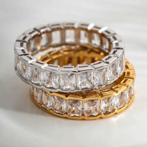 ANEL CRAVEJADO RETANGULAR DOURADO