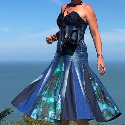 Jeans Midi Journey Premium com Paetê - Tm 44 - comprar online