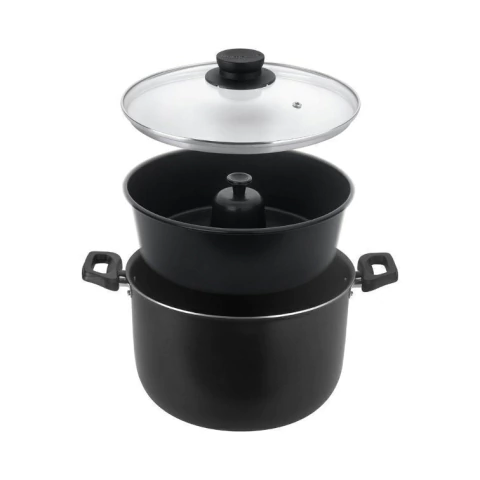 Jogo Caçarola 20 cm Forma para Pudim Banho Maria 2 Peças Aluminio Antiaderente Com Tampa de Vidro Linha Versátil 54220 Multiflon