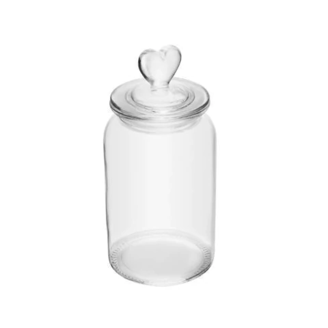 Pote com Tampa Coração 11cm x 11cm x 23cm Vidro 221937 Lyor