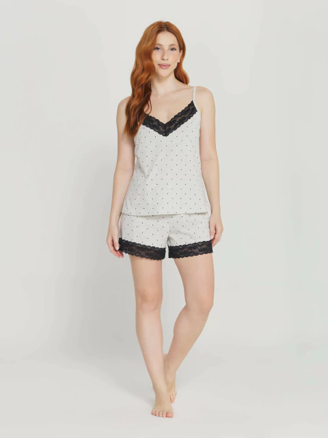 PIJAMA ALCINHA POÁ CINZA E PRETO - comprar online