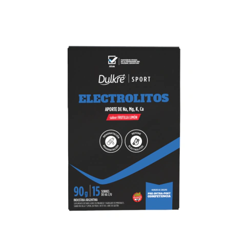 ELECTROLITOS DULKRE SPORT FRUTILLA Y LIMON 6G 15U