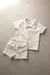 Conjunto infantil masculino off white com camisa de linho misto de mangas curtas e shorts com cós elástico
