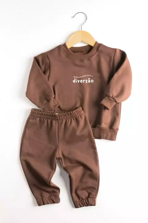 CONJUNTO MOLETOM PELUCIADO - MARROM - comprar online