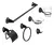 SET BAÑO ACERO INOXIDABLE NEGRO 6 PIEZAS BASE CUADRADA - comprar online