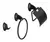 SET BAÑO ACERO INOXIDABLE NEGRO 3 PIEZAS BASE REDONDA - comprar online